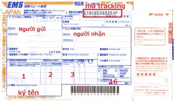 gửi hàng qua bưu điện Nhật bản EMS về Việt nam